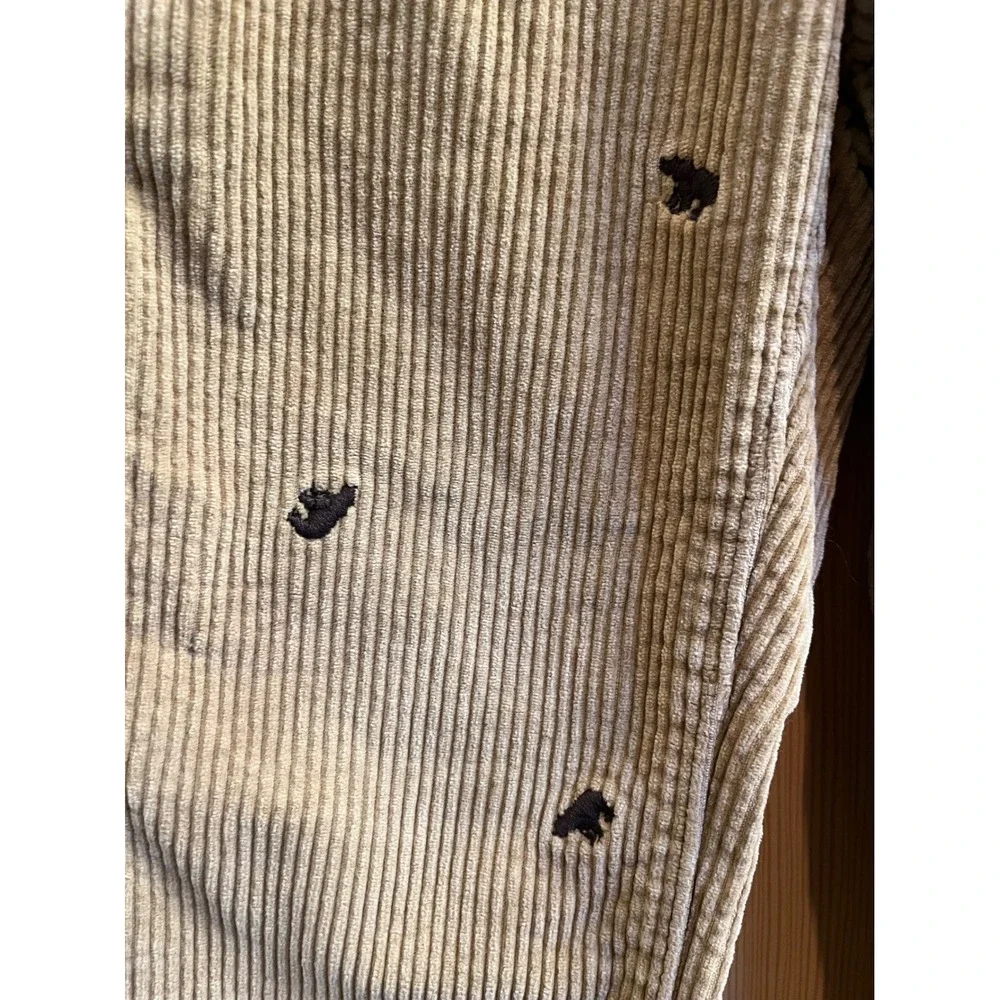 Gap Corduroy Pants Toddler 3Y Tan Embroidered Bear Straight Leg Trousers